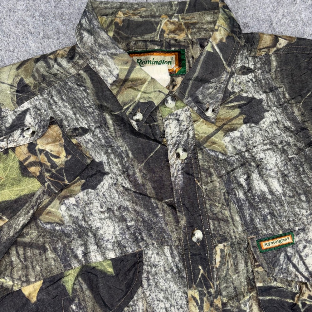 Remington Mossy Oak Camo Hunting Shirt Mens 2XL Green Long Sleeve Outdoor Button